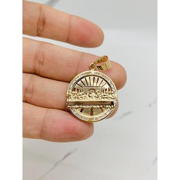 14k  gold pendant last supper medallion - Dije 14 Kilates Ultima Cena - Picture 5 of 6